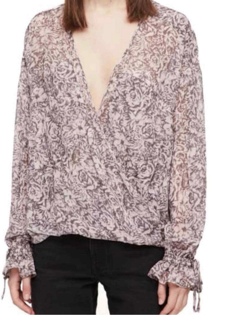 All Saints Penny Rosey Top Dusty Pink Size XS Flowy Chic Contemporary Chiffon - Picture 2 of 12
